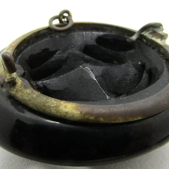 Antique Victorian Carved Jet Mourning Brooch Fern Frond Design - Picture 8 of 8